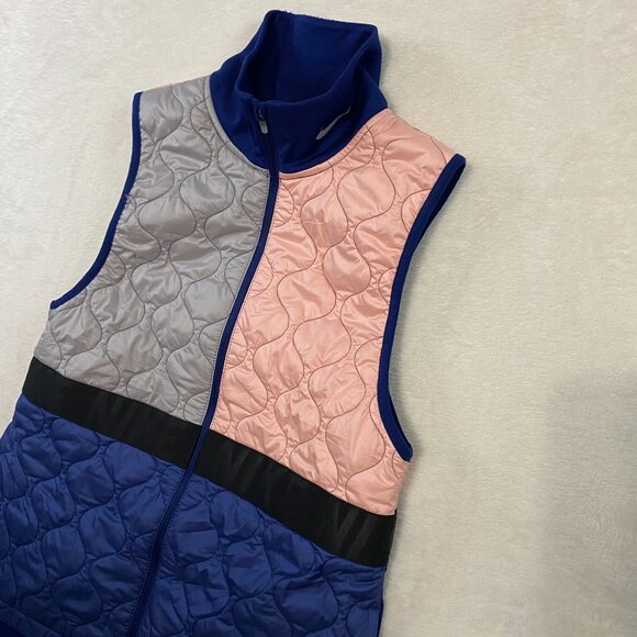 Nike Vest Women's Small Blue Gray Pink Aerolayer Running Quilted Puffer Full Zip - Picture 2 of 10